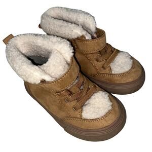 Wonder Nation Baby Toddler Fur Lined Tan Suede Boots Size 6